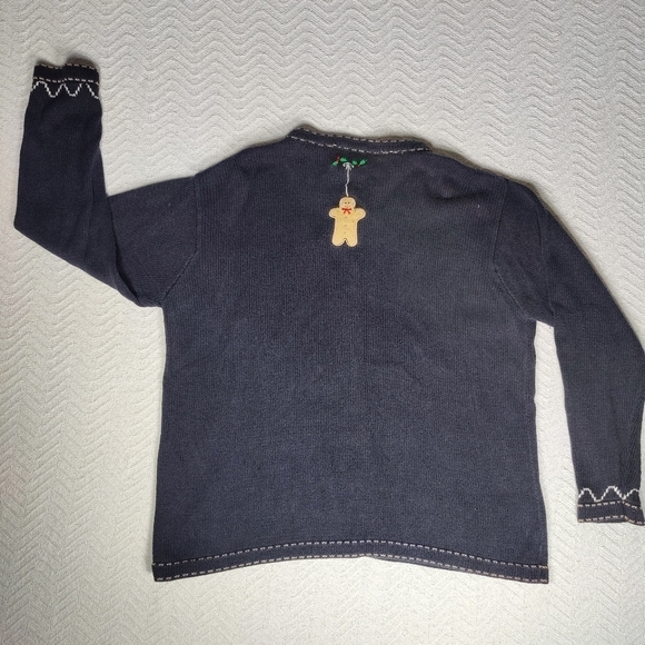 The Quacker Factory Ugly Christmas Sweater Cardigan sugar & Spice Gingerbread L - Picture 2 of 11
